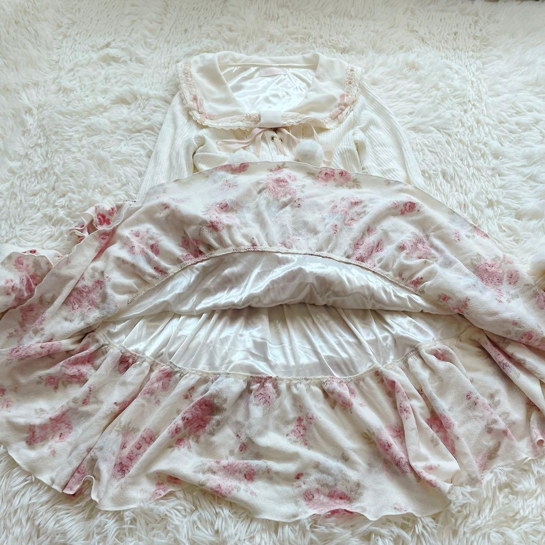 【最終価格】リズリサ　ワンピース　長袖　ファー　花柄　当時物　平成ギャル