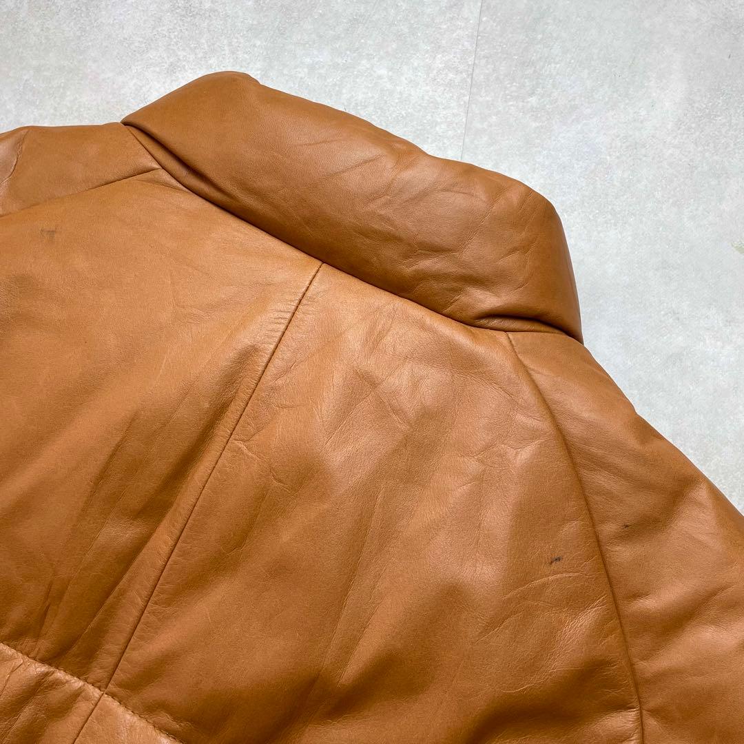 希少2XL✨ウィンドアーマー オールレザーダウンジャケット 本革 キャメル 3L