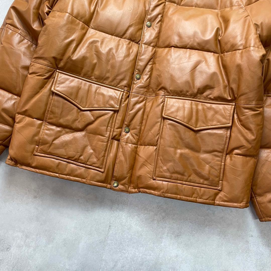 希少2XL✨ウィンドアーマー オールレザーダウンジャケット 本革 キャメル 3L