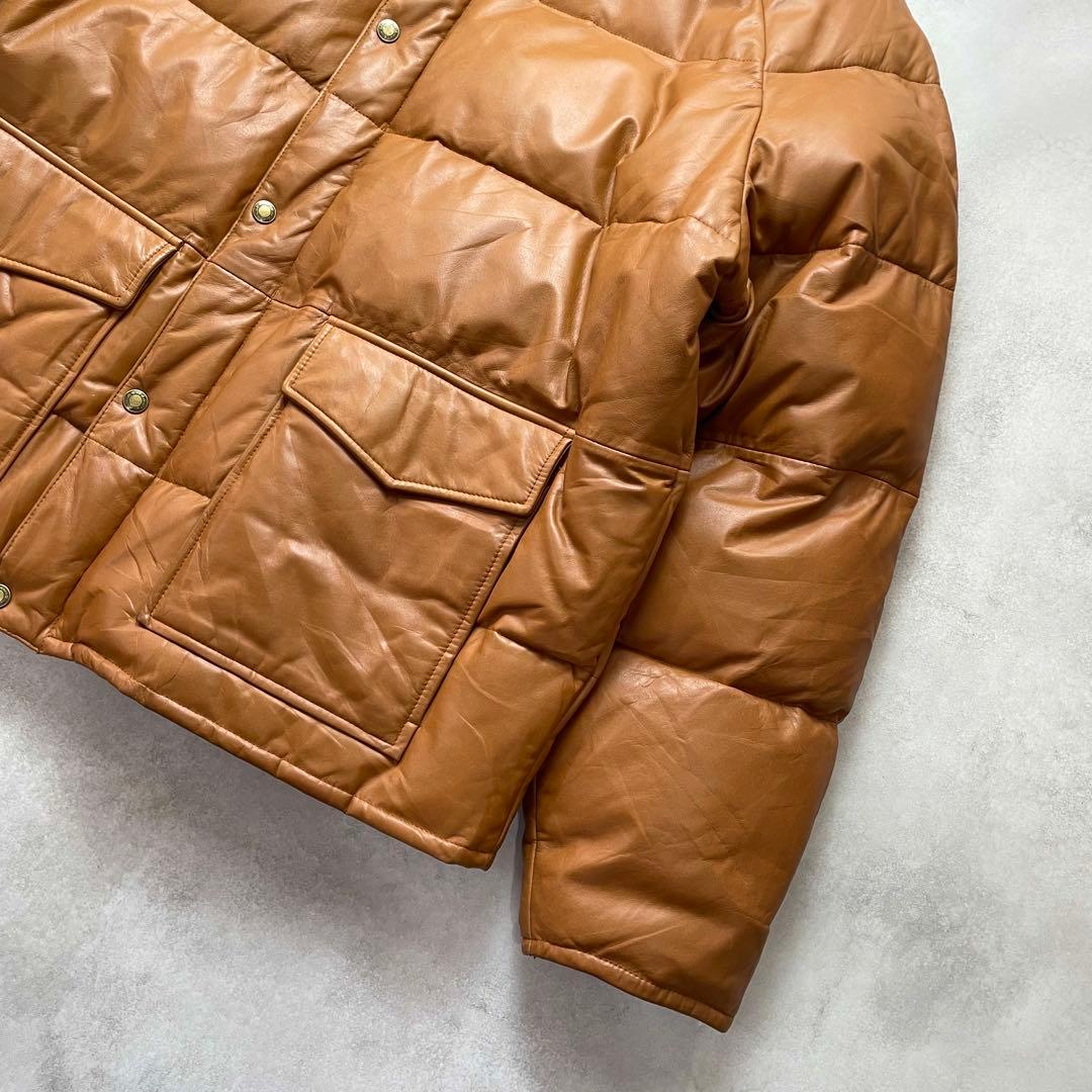 希少2XL✨ウィンドアーマー オールレザーダウンジャケット 本革 キャメル 3L
