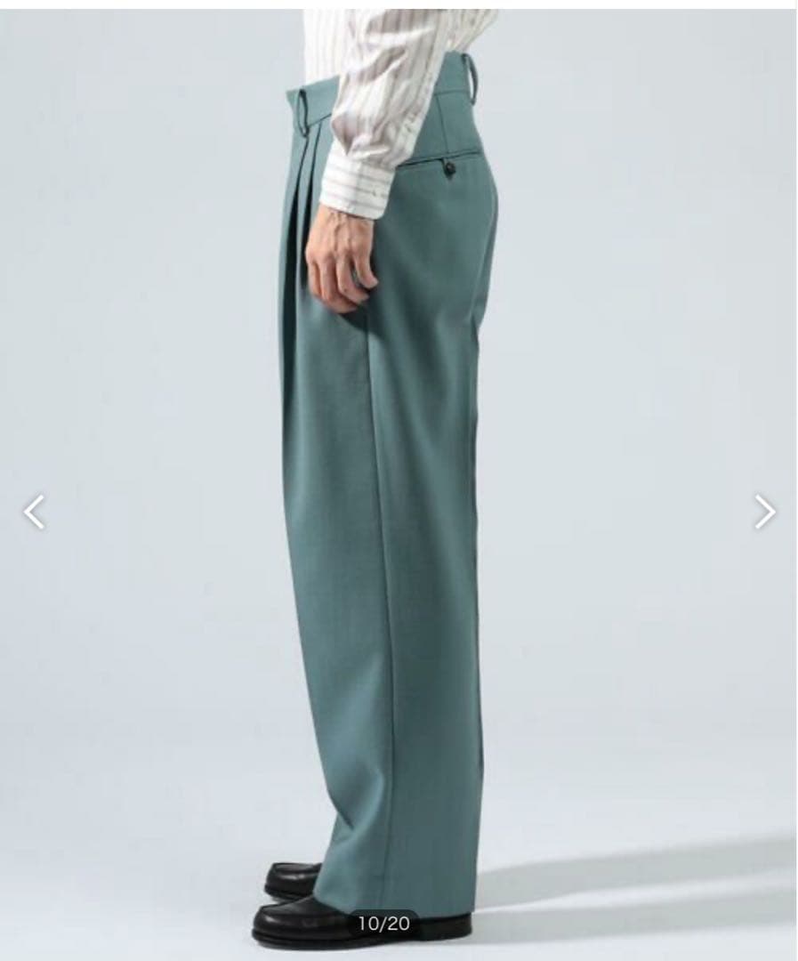 TOMORROWLANDネイビー 2プリーツサイドアジャスターパンツ