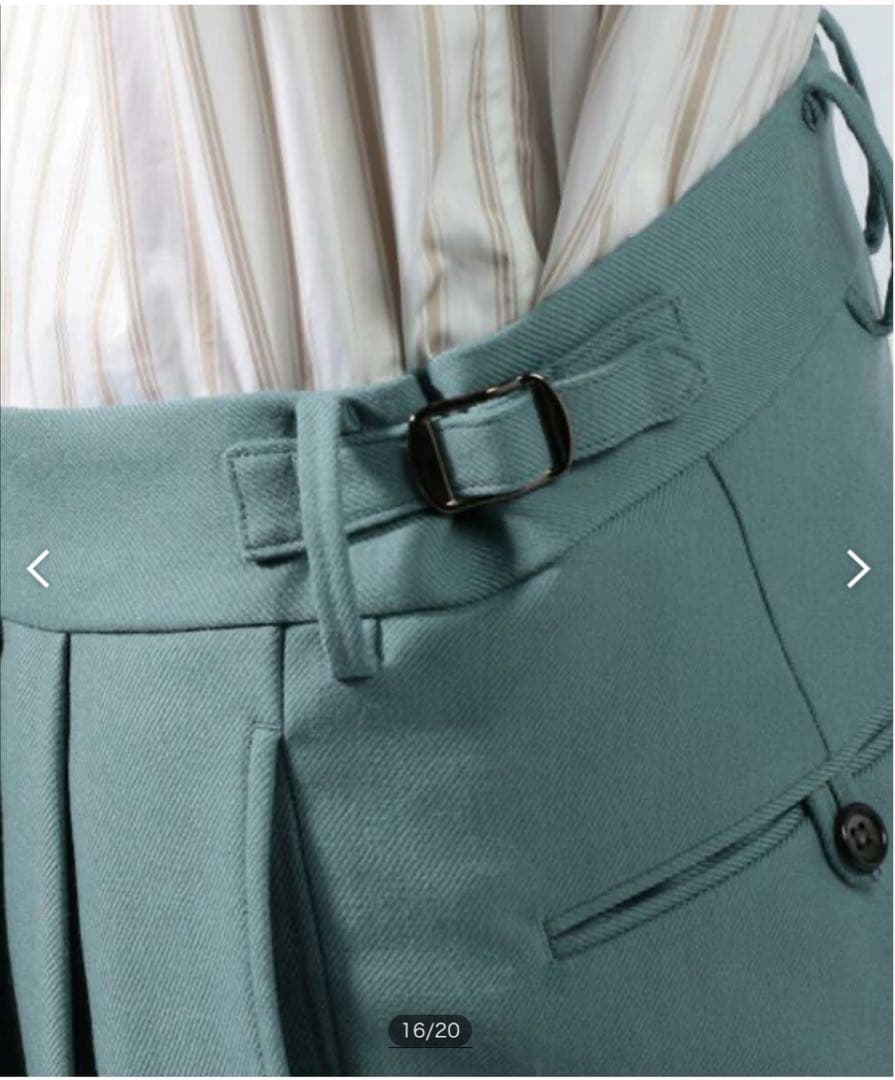 TOMORROWLANDネイビー 2プリーツサイドアジャスターパンツ