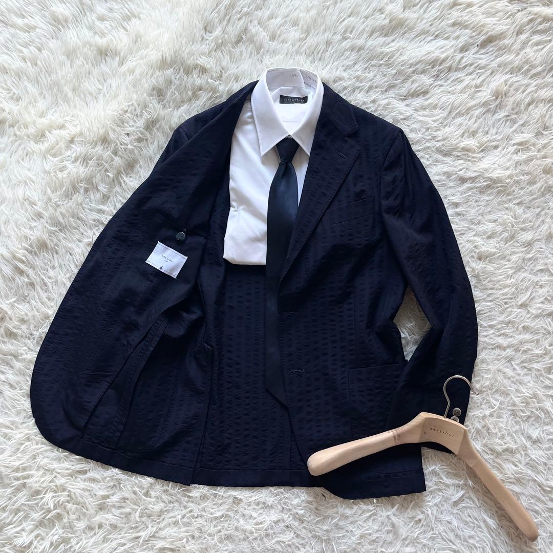 <美品>BOGLIOLI dover 新ロゴ ネイビー ウール ジャケット 46