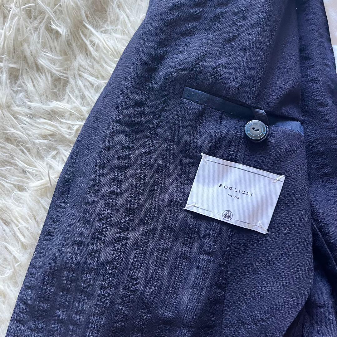 <美品>BOGLIOLI dover 新ロゴ ネイビー ウール ジャケット 46