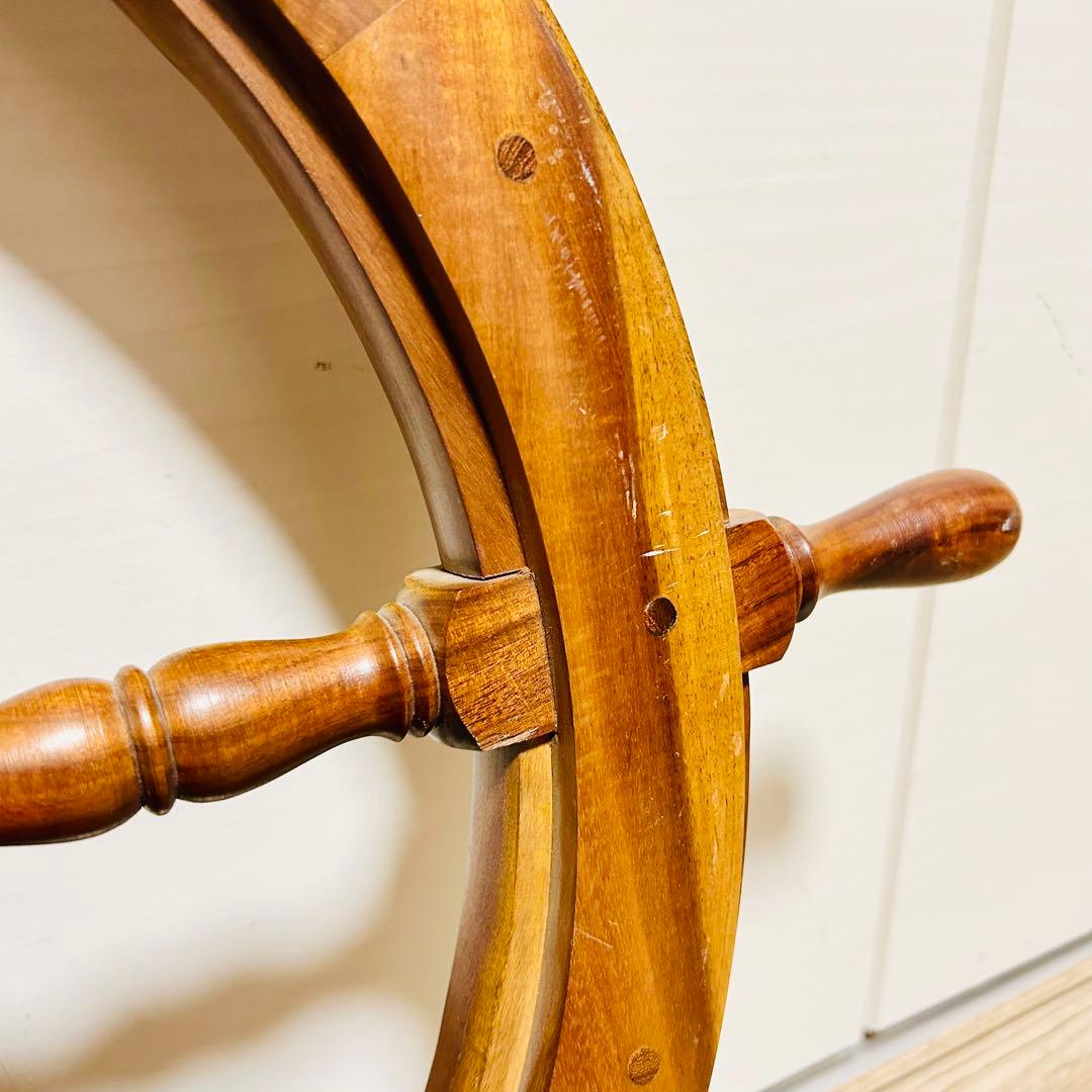 良品 ヴィンテージ 船舶 木製ハンドル 舵取り 車輪 舵 操縦 アンティーク