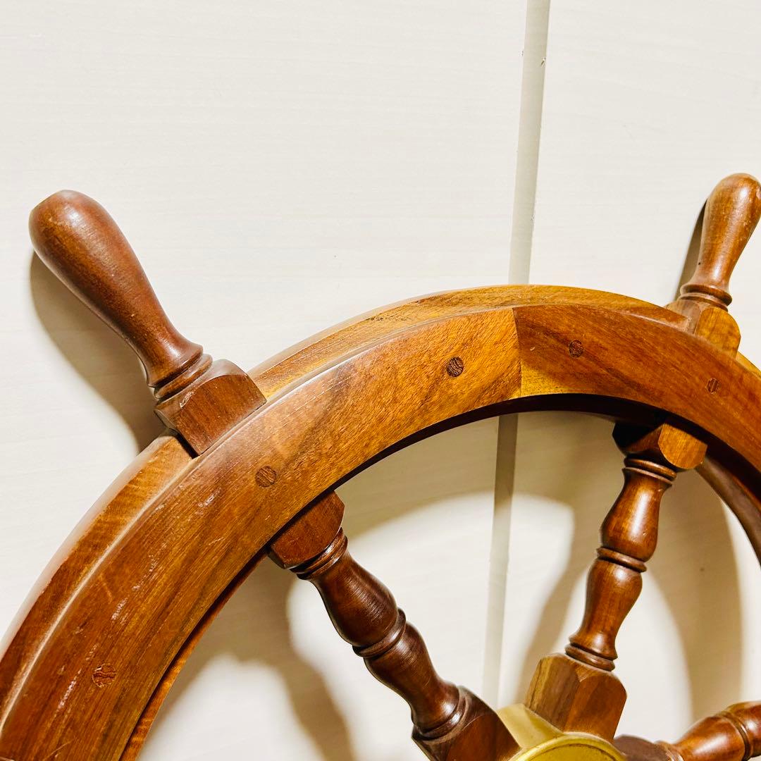 良品 ヴィンテージ 船舶 木製ハンドル 舵取り 車輪 舵 操縦 アンティーク