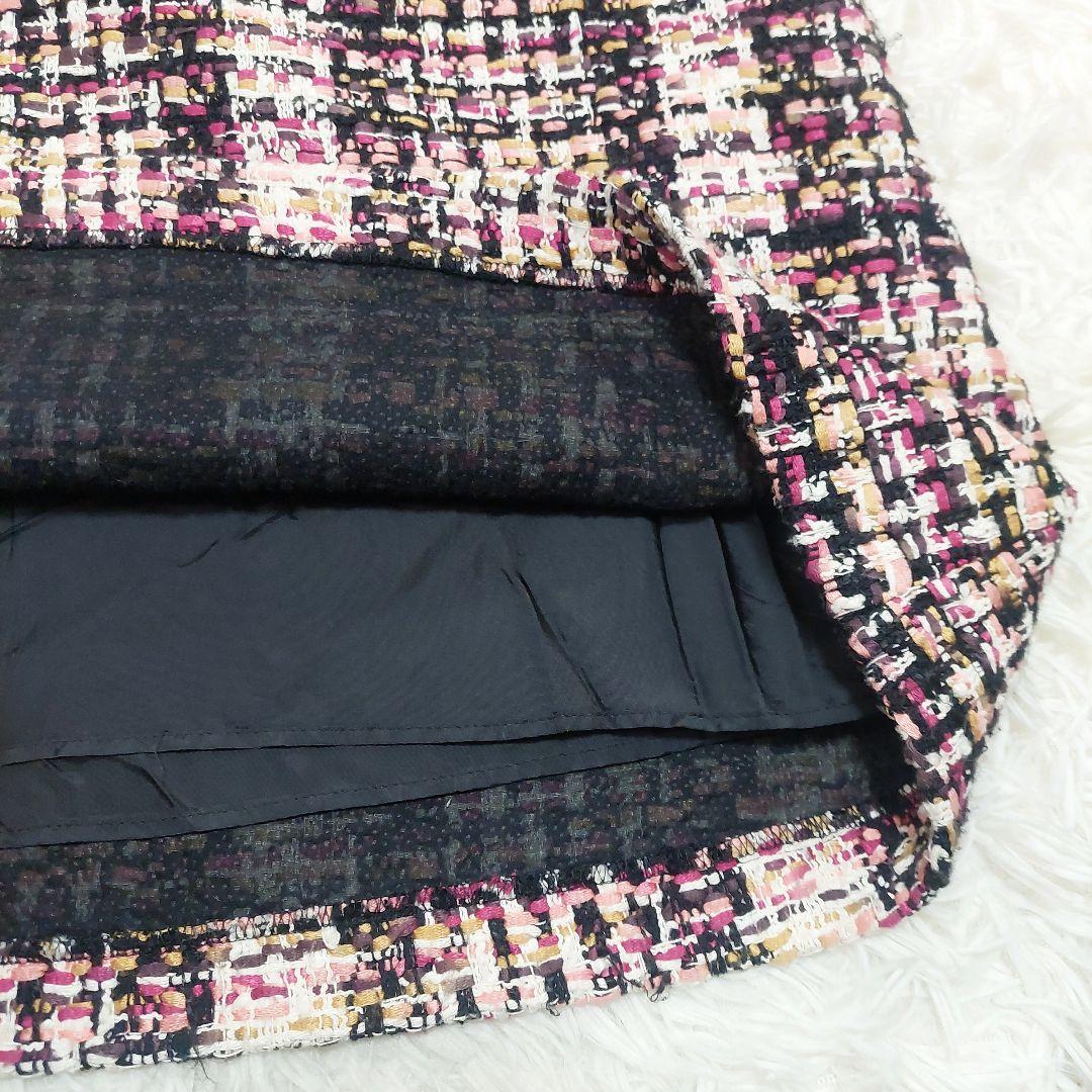 TOCCA ミックス ツイードワンピース フリンジ 金ボタン 大きいサイズ 4