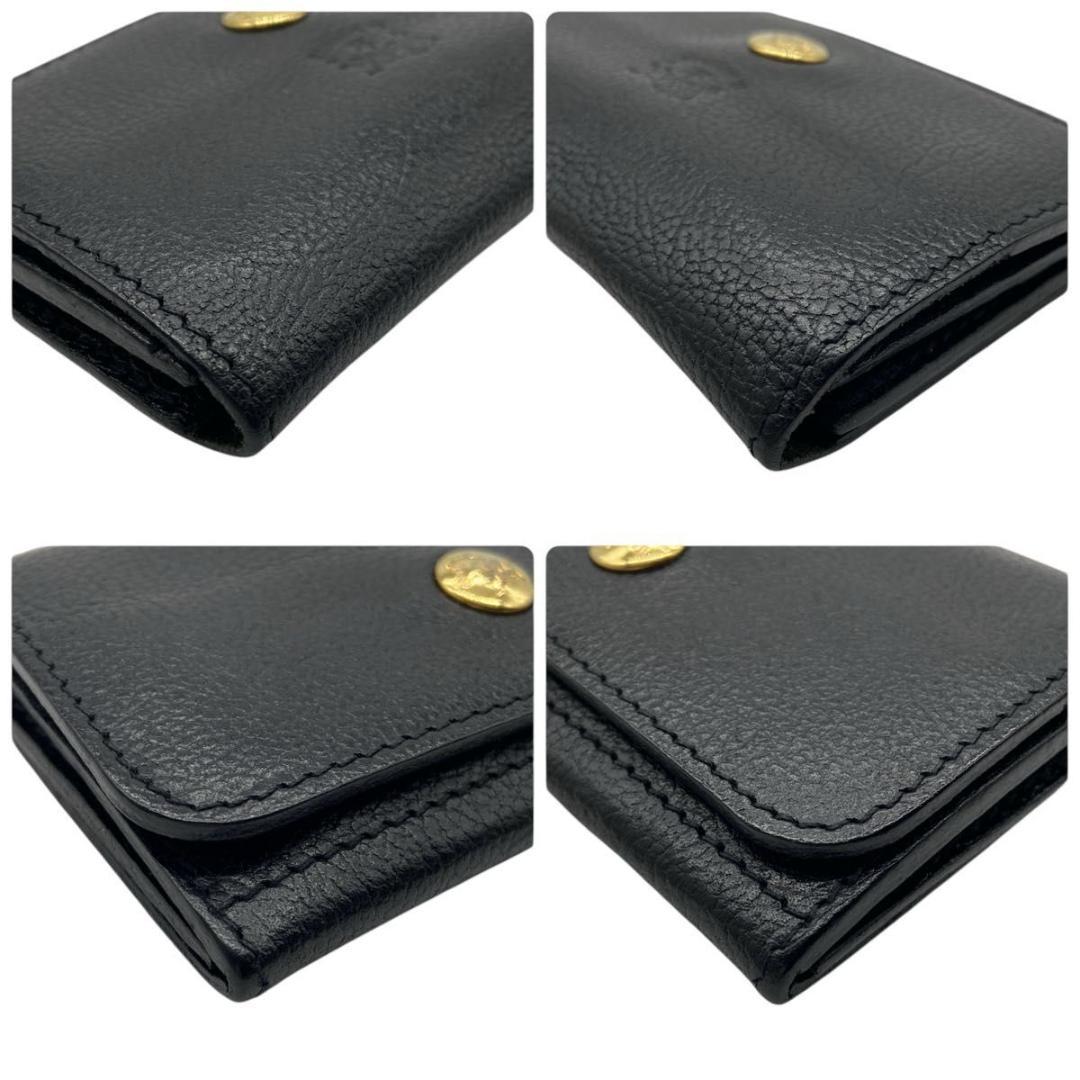 【希少】イルビゾンテ　名刺入れ　レザー　シボ革　金ボタン　ロゴ刻印　黒　極美品
