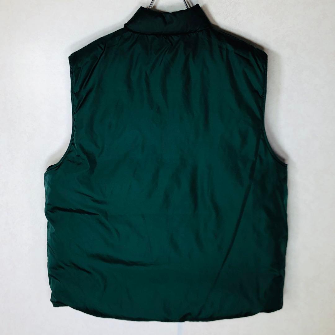 【人気リバーシブルダウン】ラルフローレン ダウンベスト 刺繍ロゴ ネイビー 緑紺