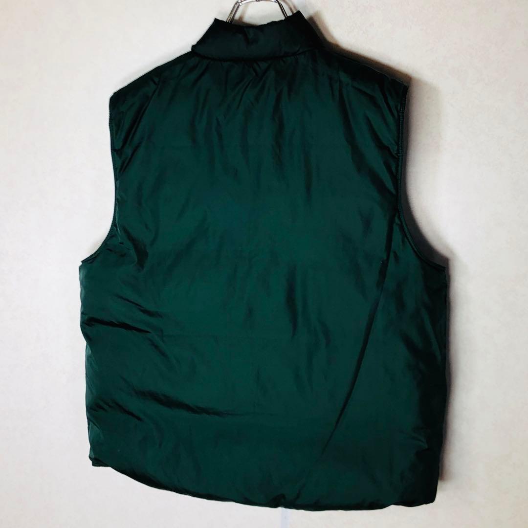 【人気リバーシブルダウン】ラルフローレン ダウンベスト 刺繍ロゴ ネイビー 緑紺