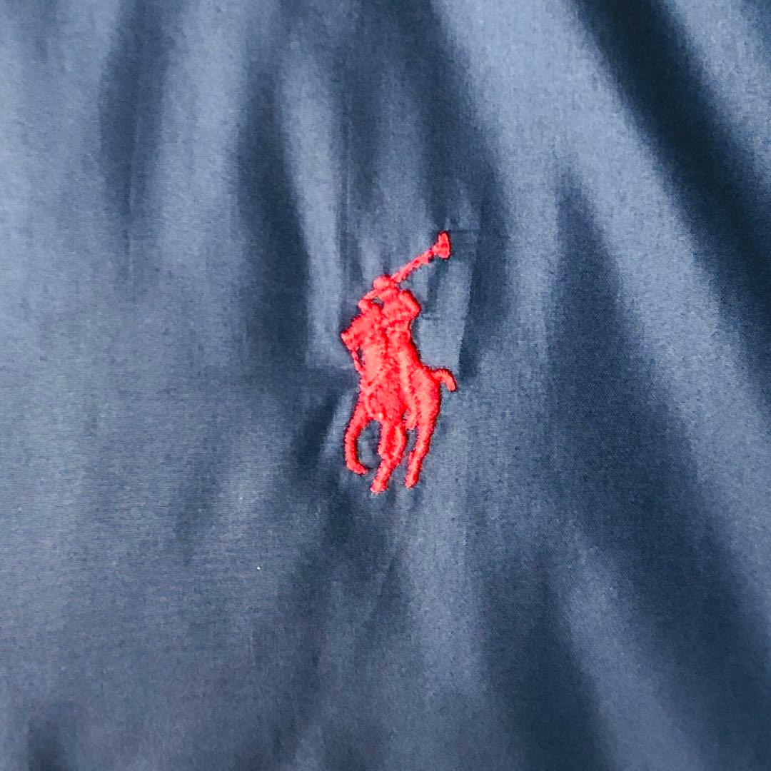 【人気リバーシブルダウン】ラルフローレン ダウンベスト 刺繍ロゴ ネイビー 緑紺