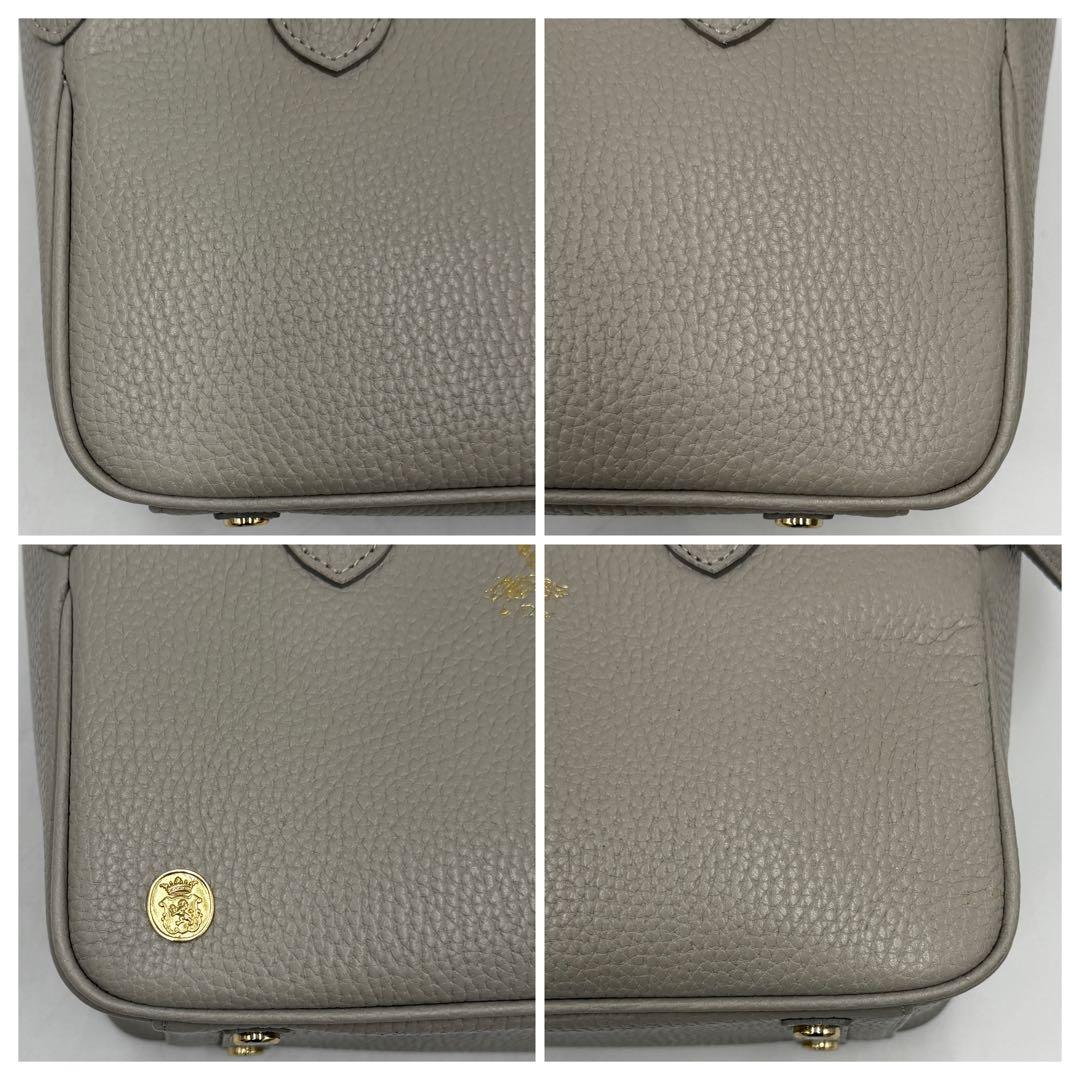 【美品】ADMJ ショルダーバッグ 2way ベーシック 牛革シュリンク グレー