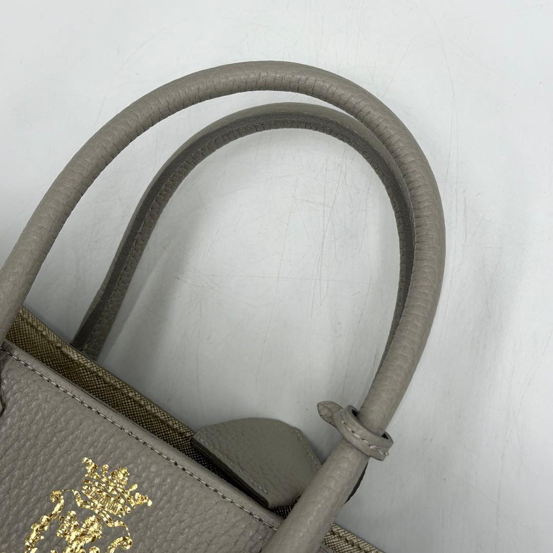 【美品】ADMJ ショルダーバッグ 2way ベーシック 牛革シュリンク グレー