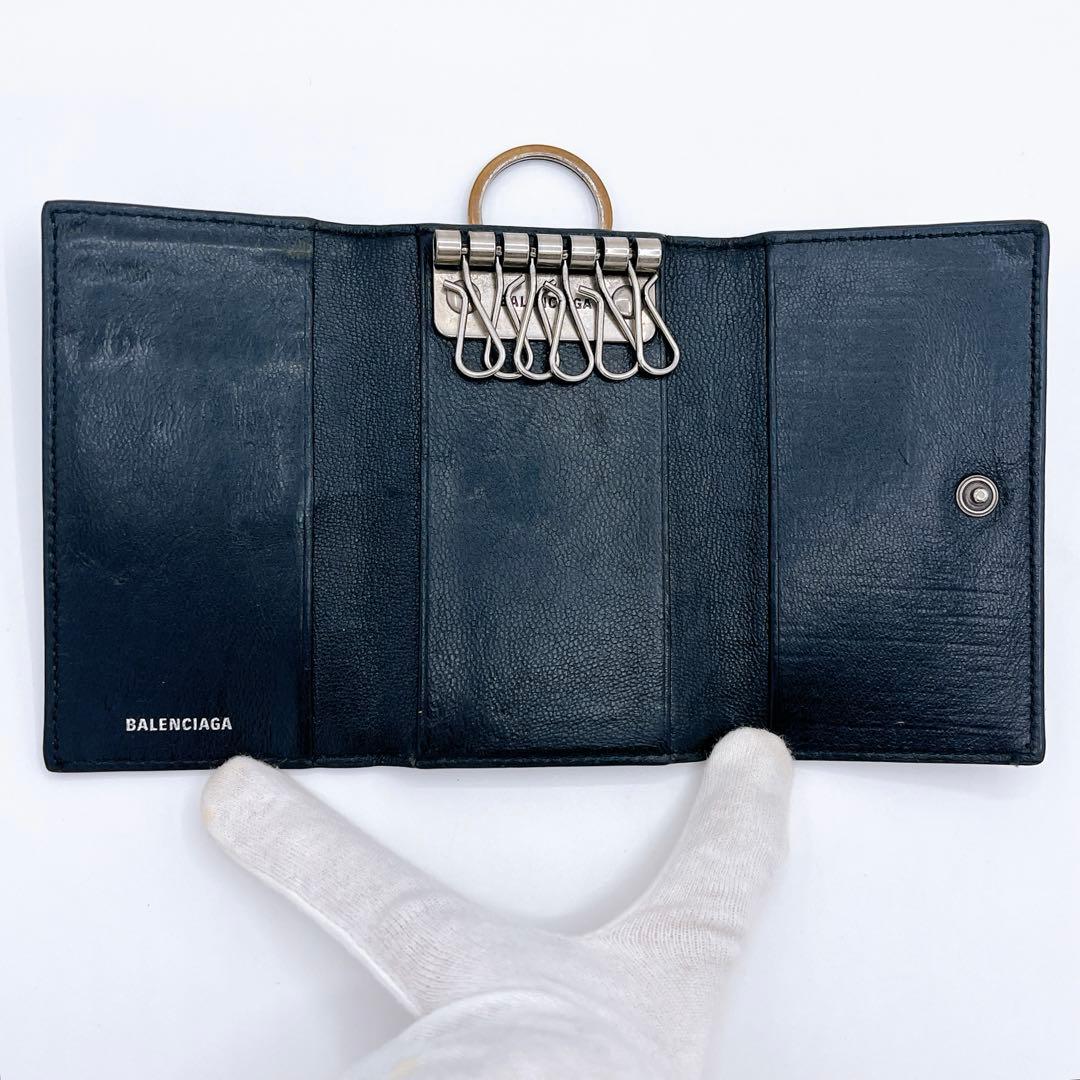 バレンシアガ 640537 レザー ロゴ 6連 キーケース