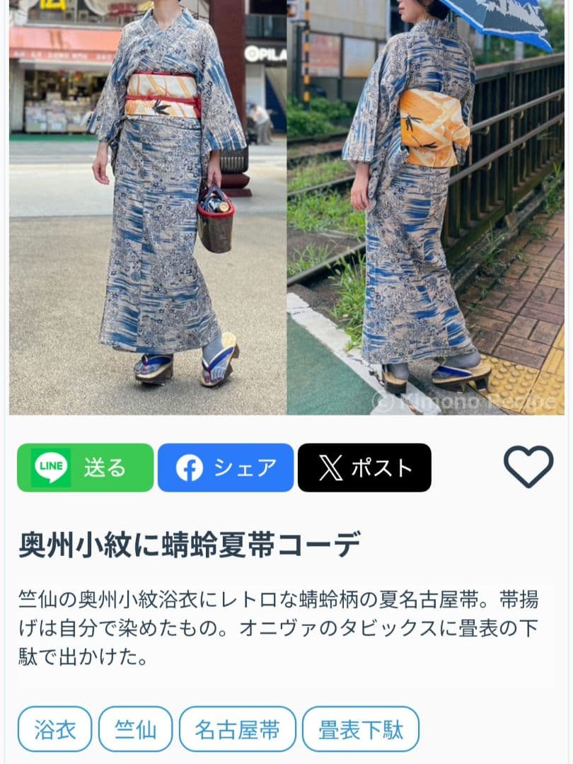 竺仙　奥州小紋　秋草柄