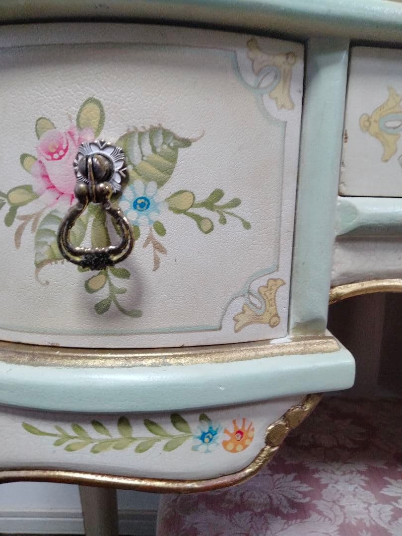 ロココ調　アンティーク　猫足　ドレッサー　三面ミラー