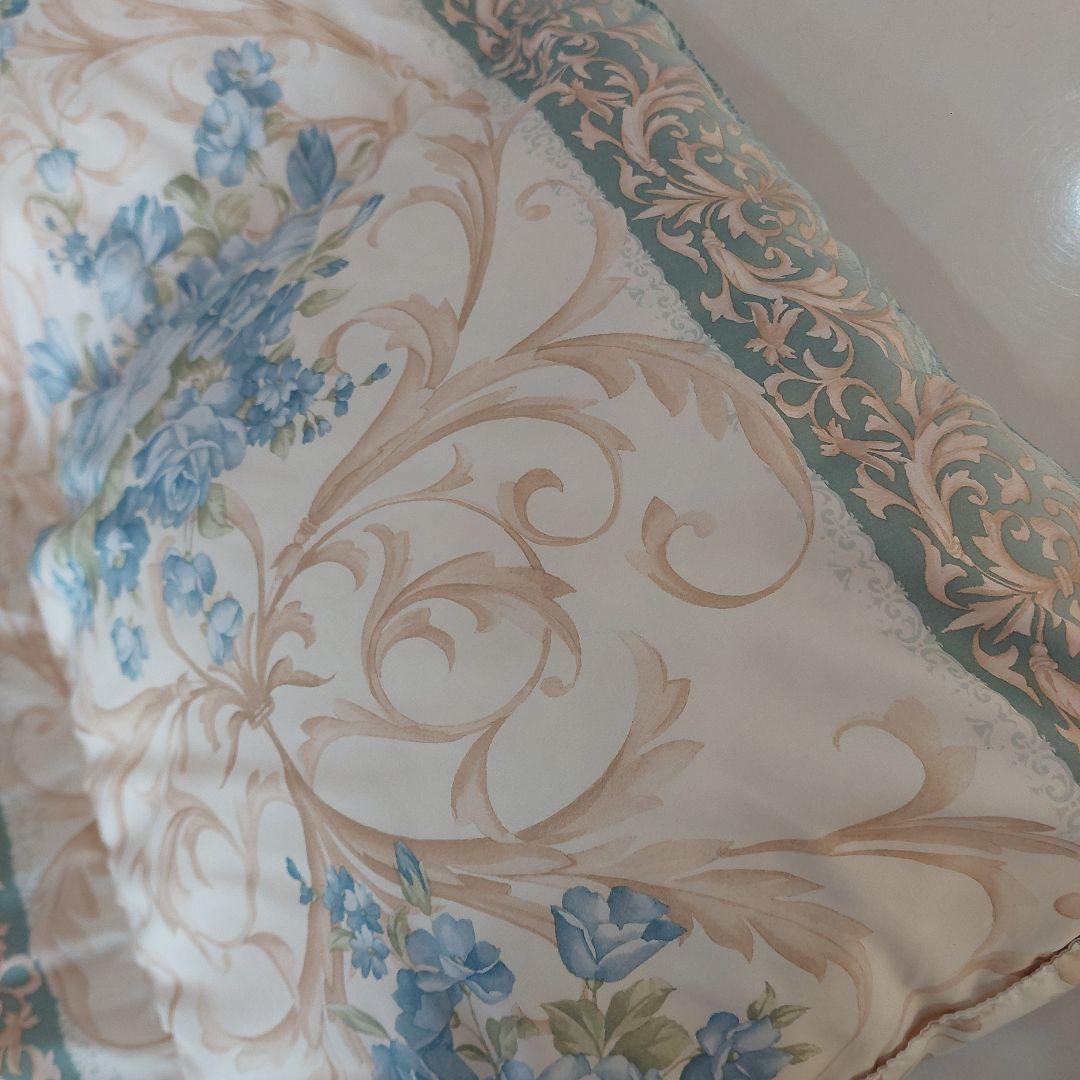 羽毛花柄掛け布団 ブルガリア産 ホワイトダウン 中古