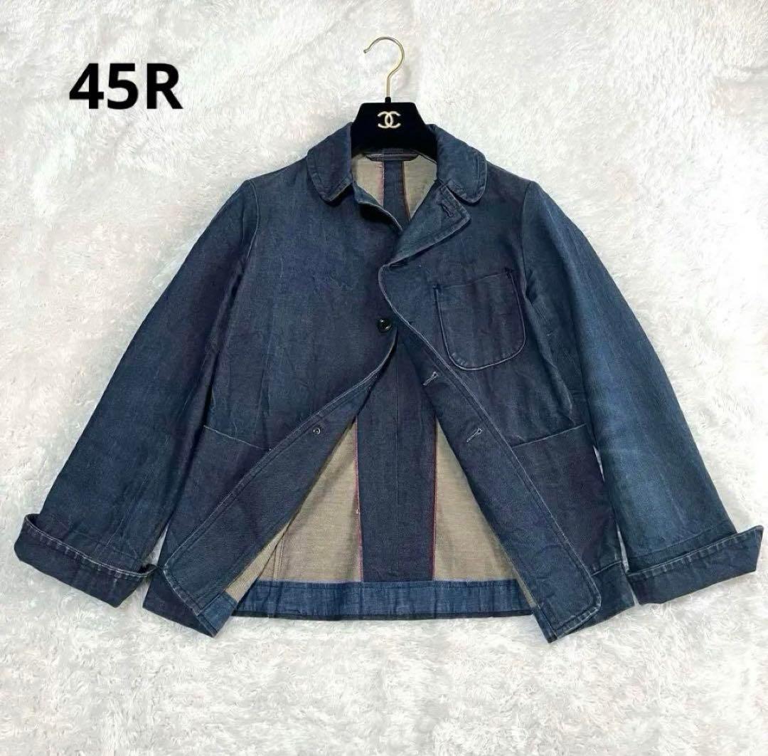 45R デニム　インディゴ　ジャケット　カバーオール　R刺繍