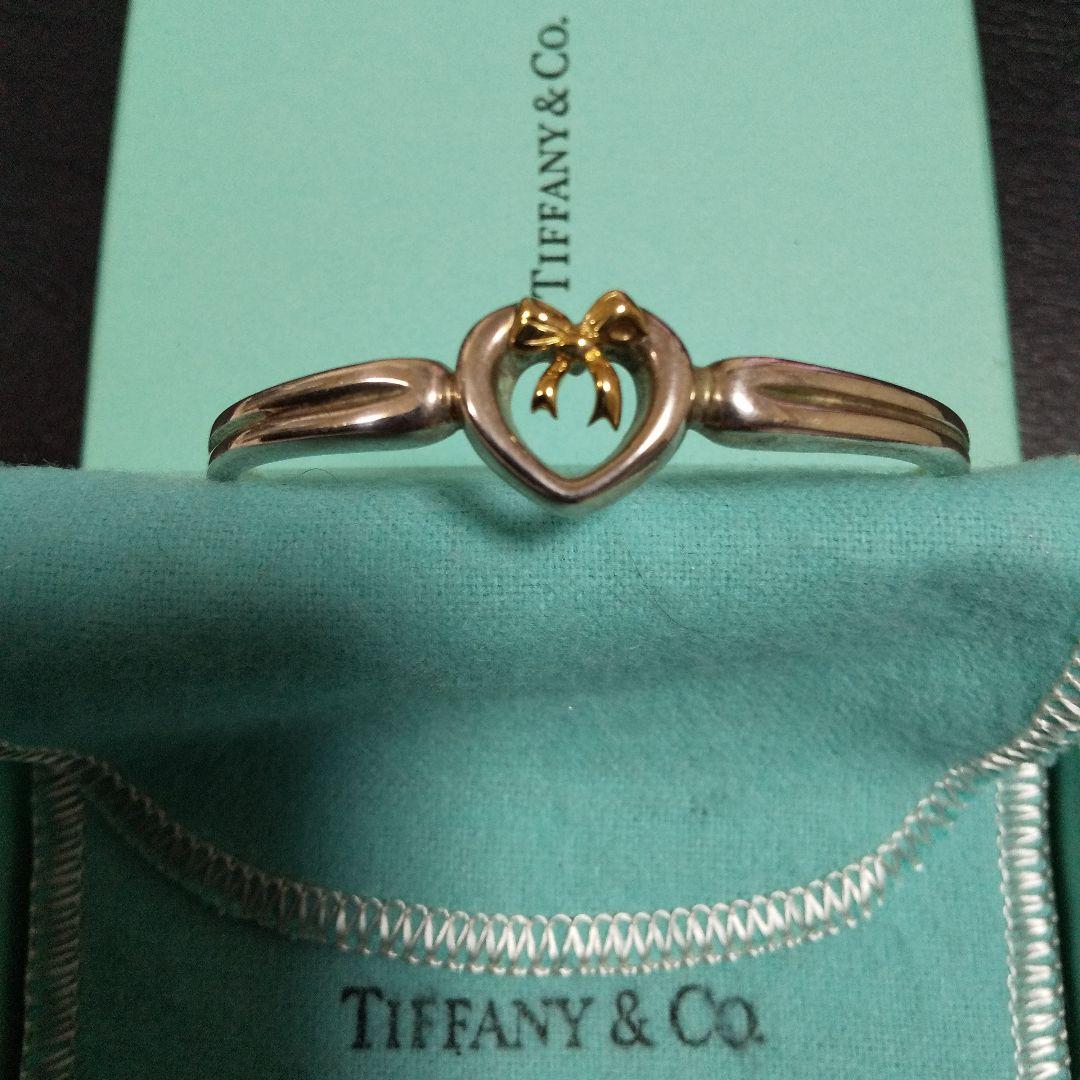 TIFFANYティファニー バングル ハート リボン SILVEA925 K18