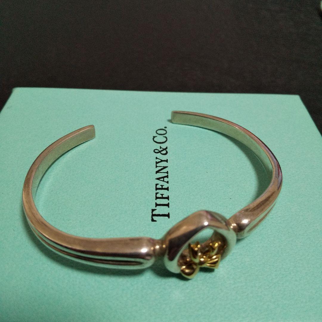TIFFANYティファニー バングル ハート リボン SILVEA925 K18