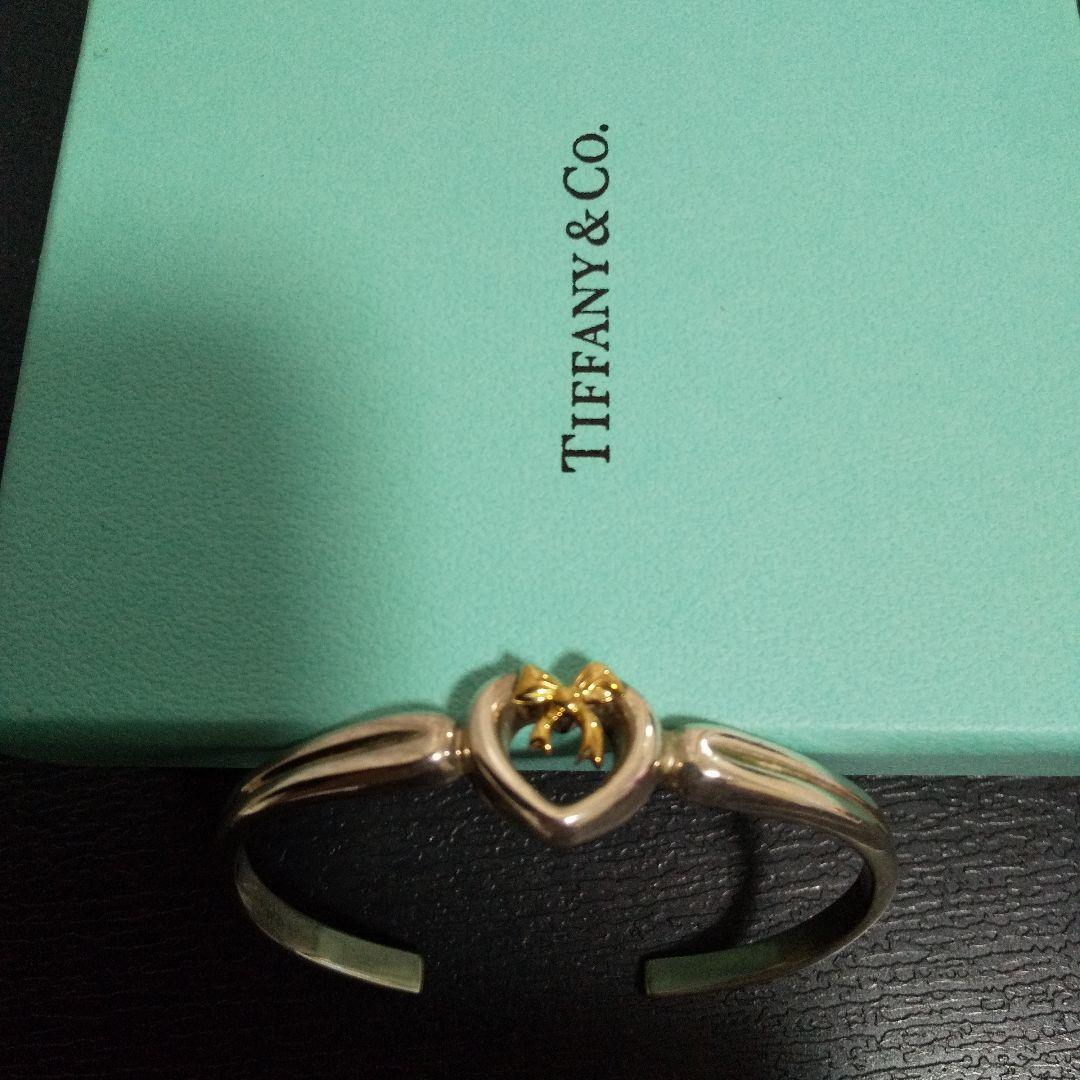 TIFFANYティファニー バングル ハート リボン SILVEA925 K18