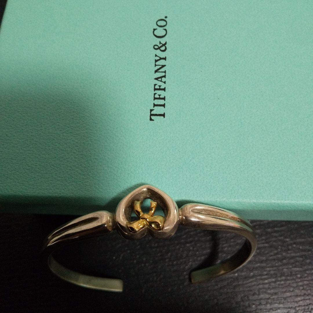 TIFFANYティファニー バングル ハート リボン SILVEA925 K18