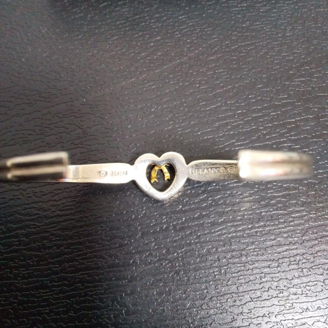 TIFFANYティファニー バングル ハート リボン SILVEA925 K18