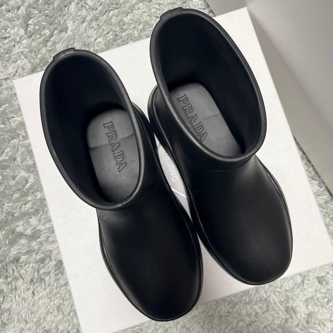プラダ ブラック レインブーツ 35 ショートブーツ　PRADA
