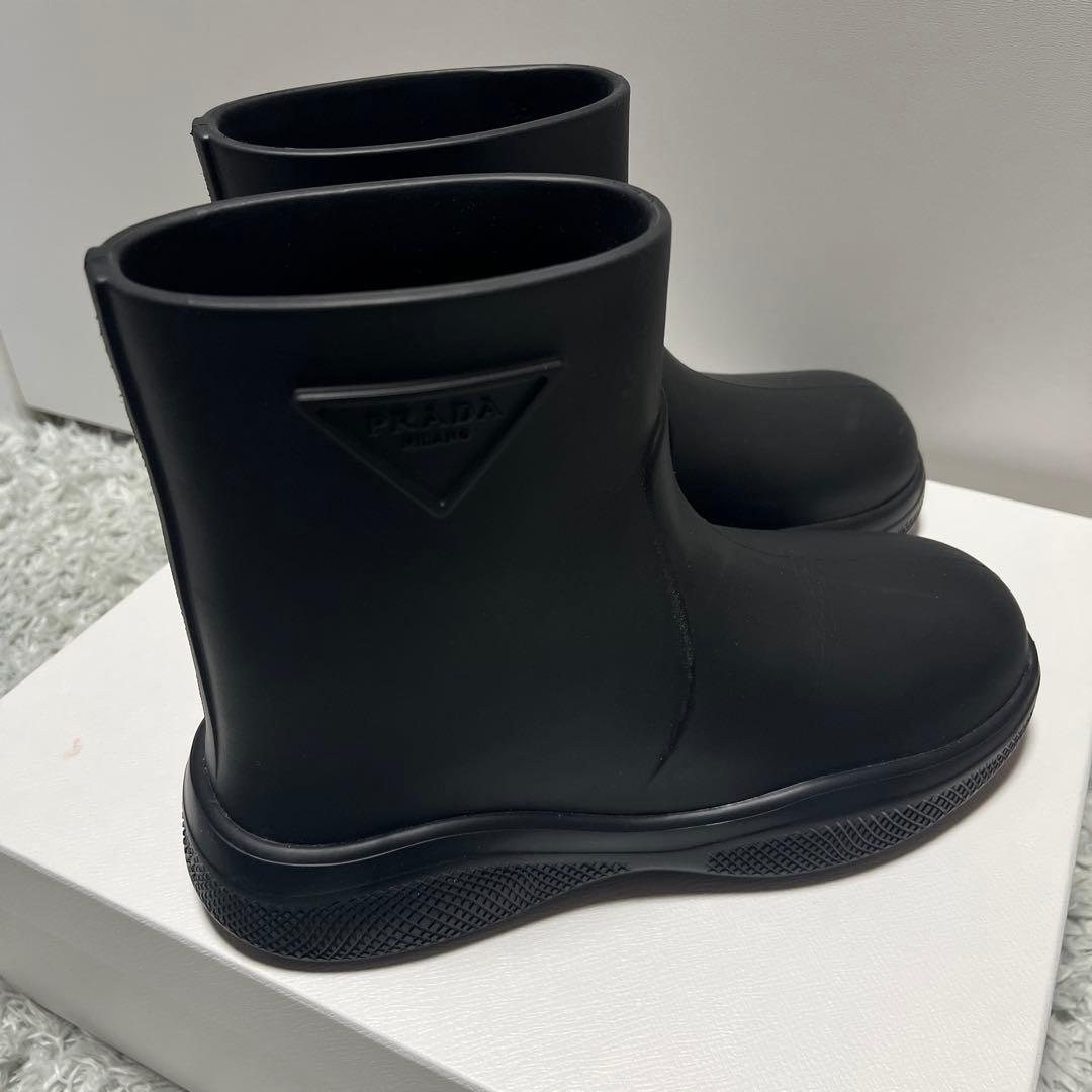 プラダ ブラック レインブーツ 35 ショートブーツ　PRADA
