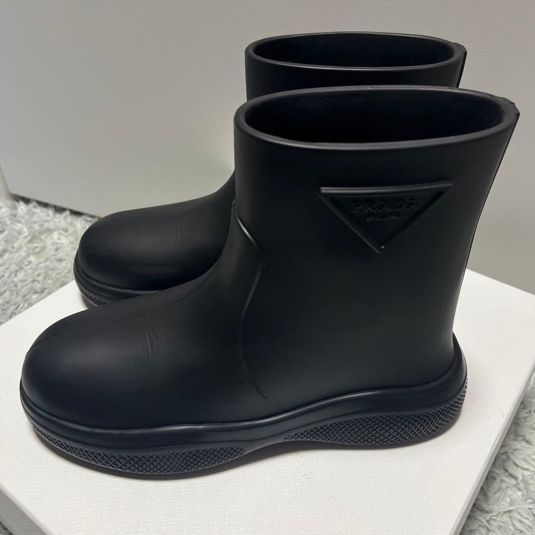 プラダ ブラック レインブーツ 35 ショートブーツ　PRADA
