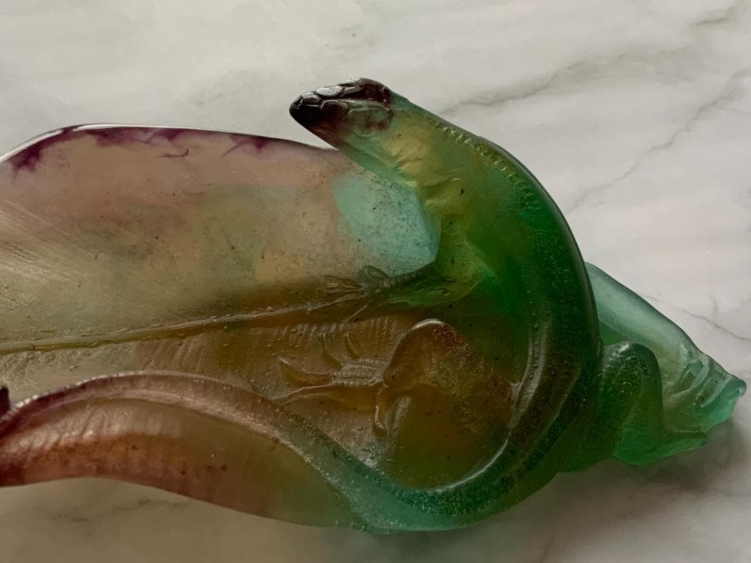 ✨SALE✨硝子製蜥蜴トレー(オブジェ)　アンティークドーム・ナンシー　フランス