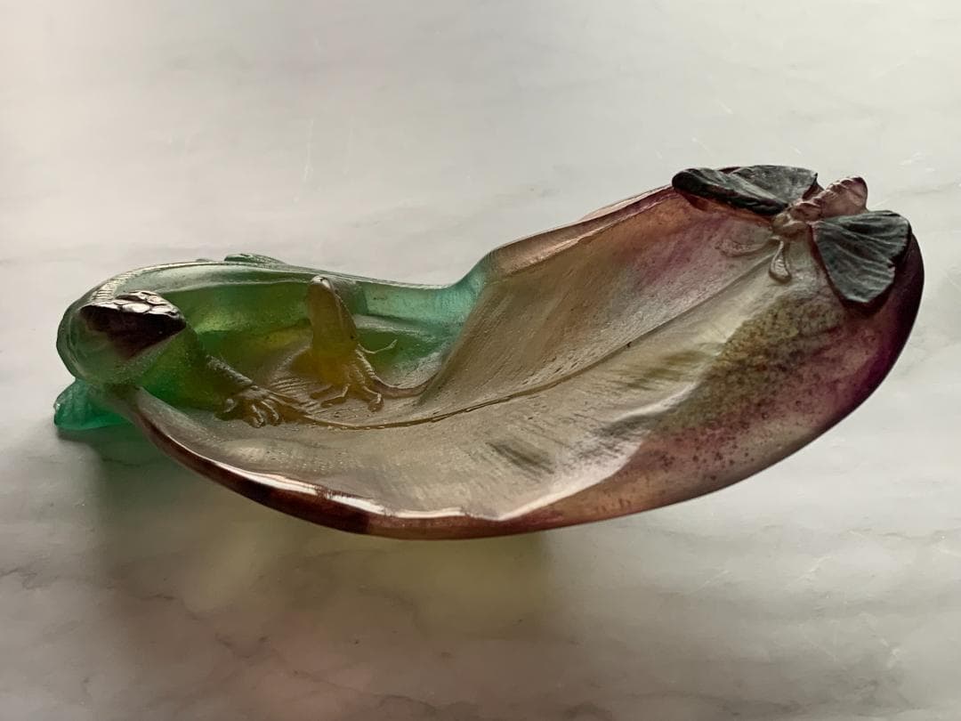 ✨SALE✨硝子製蜥蜴トレー(オブジェ)　アンティークドーム・ナンシー　フランス