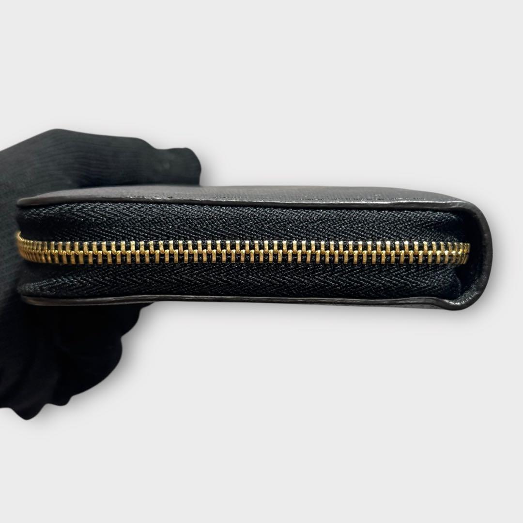 超美品✨FURLA フルラ　長財布　ラウンドファスナー　ロゴ金具　黒　レザー