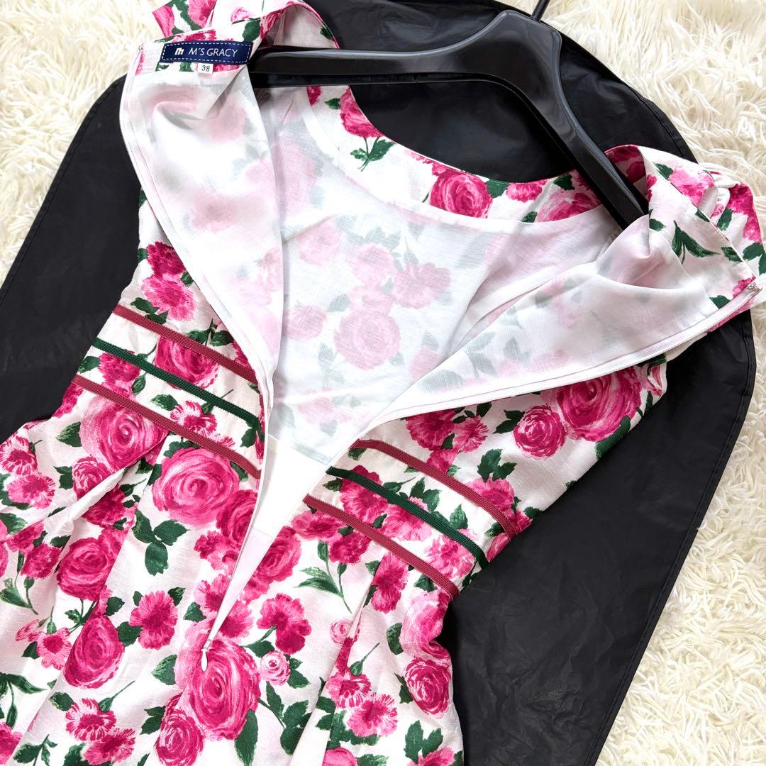 【未使用級】ウエストリボン　バルーンワンピース　エムズグレイシー　薔薇　38