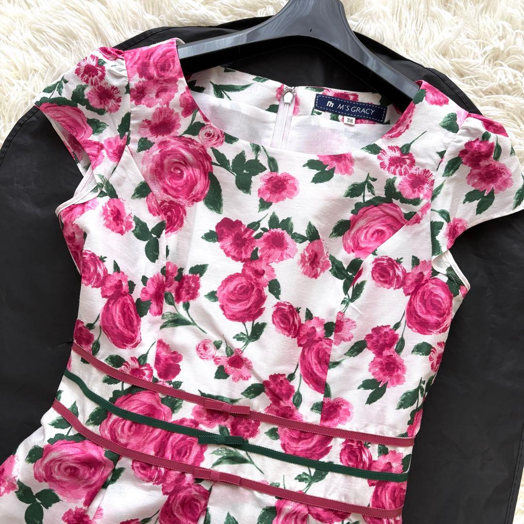 【未使用級】ウエストリボン　バルーンワンピース　エムズグレイシー　薔薇　38