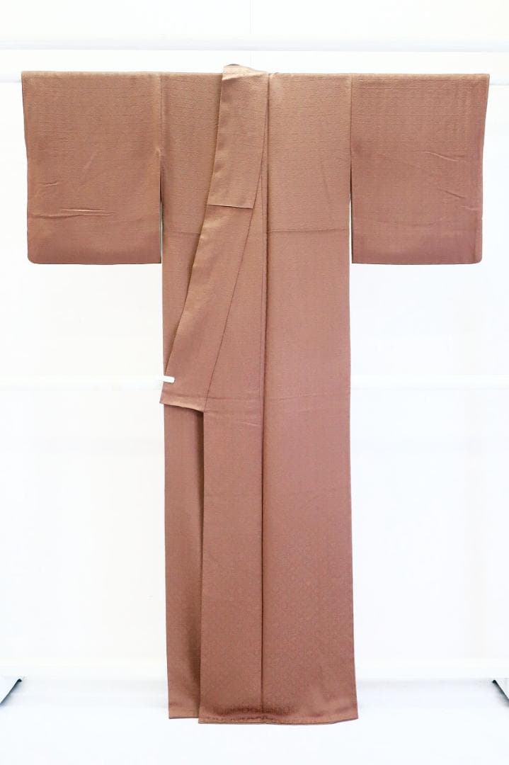 ★専用★美品 小紋 千地泰弘 作家物 ココアブラウン 格子身丈164.0cm正絹