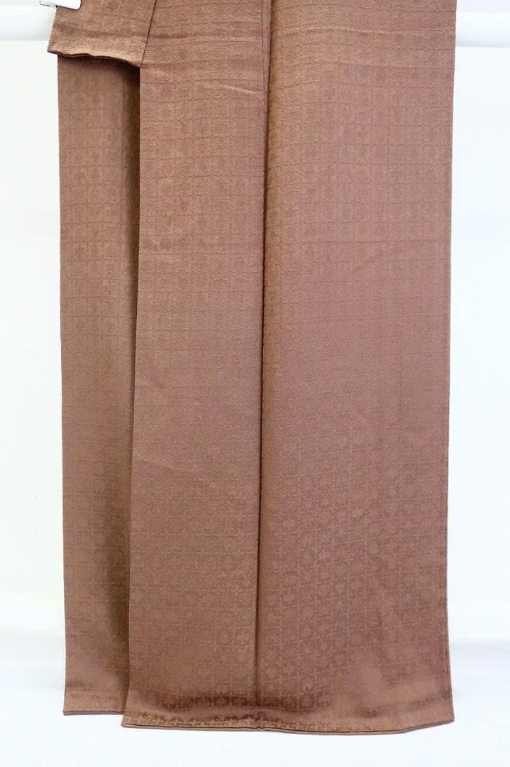 ★専用★美品 小紋 千地泰弘 作家物 ココアブラウン 格子身丈164.0cm正絹