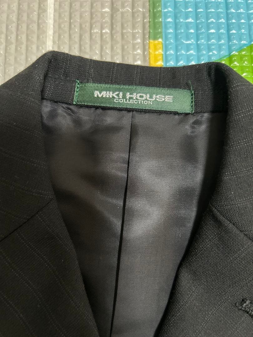 MIKI HOUSE 黒 ストライプ フォーマルスーツ、シャツ２枚
