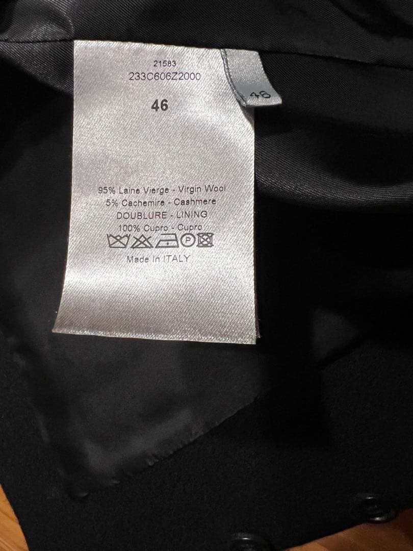 ディオールオム ジレ ベスト ブラック　46カシミア混