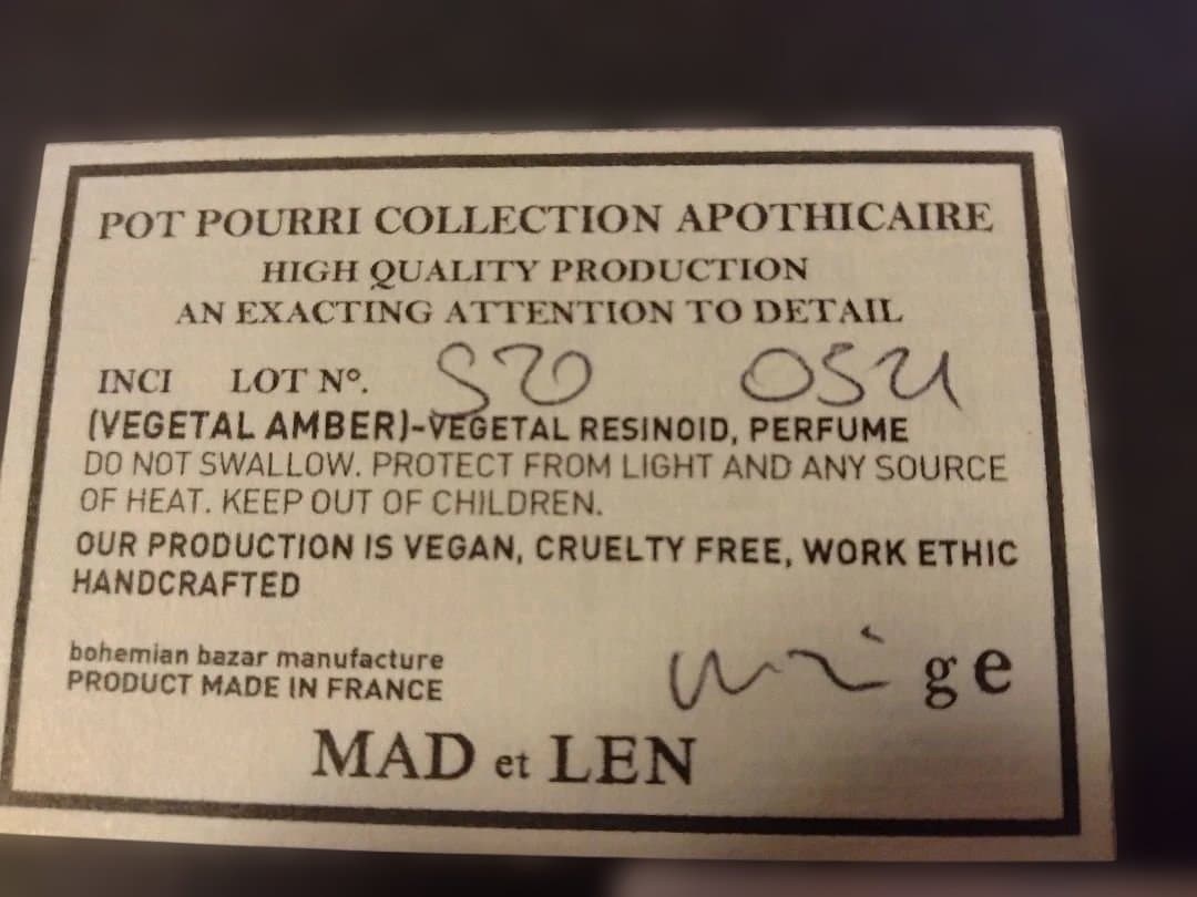 【新品未使用】MAD et LEN ポプリ アンバー テレノワール