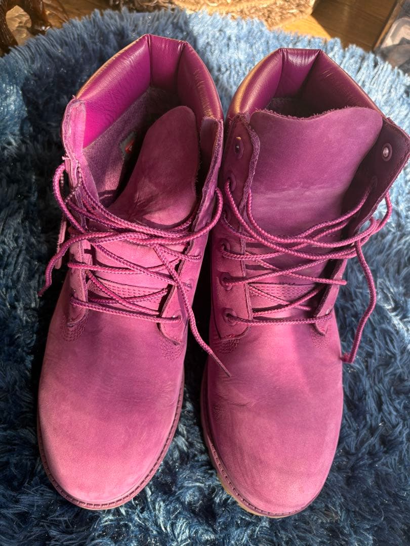 【美品】ティンバーランドプレミアム ブーツ 6インチ ヌバック パープル 箱あり