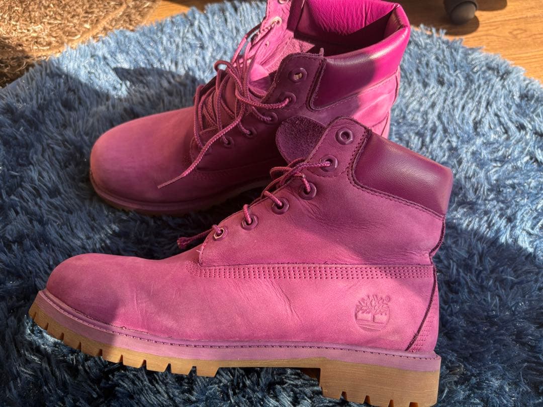【美品】ティンバーランドプレミアム ブーツ 6インチ ヌバック パープル 箱あり