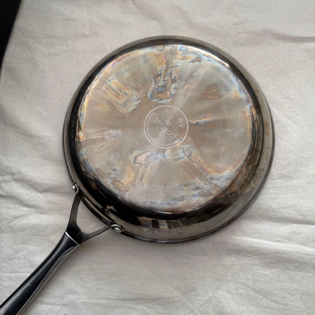 コレールフライパン ウォック 28cm 新品 鐵兎堂ガラス蓋付き おまけ26cm