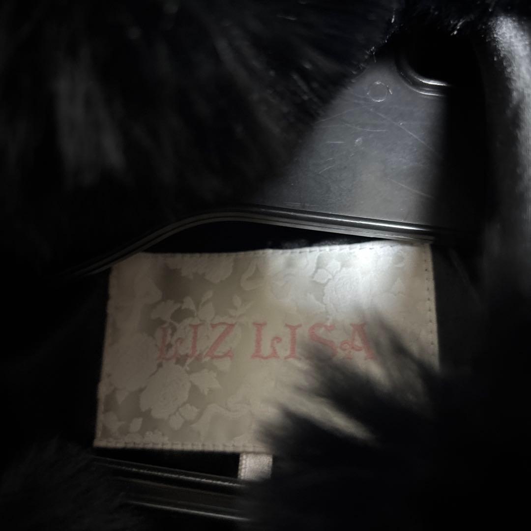 LIZLISA リズリサ ビジューリボンショートフードコート ブラック