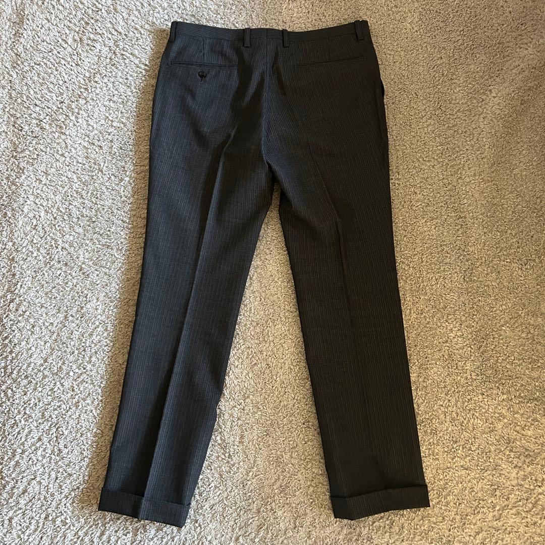 【美品】スーツセレクト 3ピース セットアップ A6 ストライプ グレー系