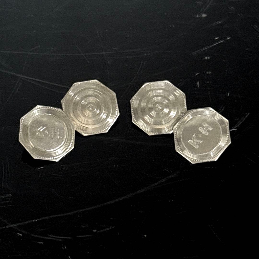 金無垢 14K 14金製 WG カフス アンティーク 約4.0g