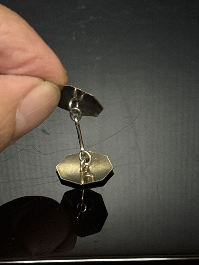 金無垢 14K 14金製 WG カフス アンティーク 約4.0g