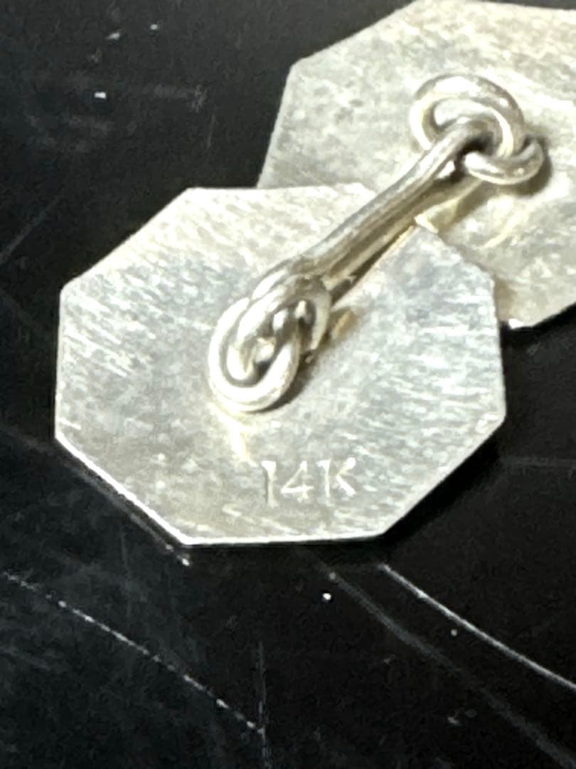 金無垢 14K 14金製 WG カフス アンティーク 約4.0g