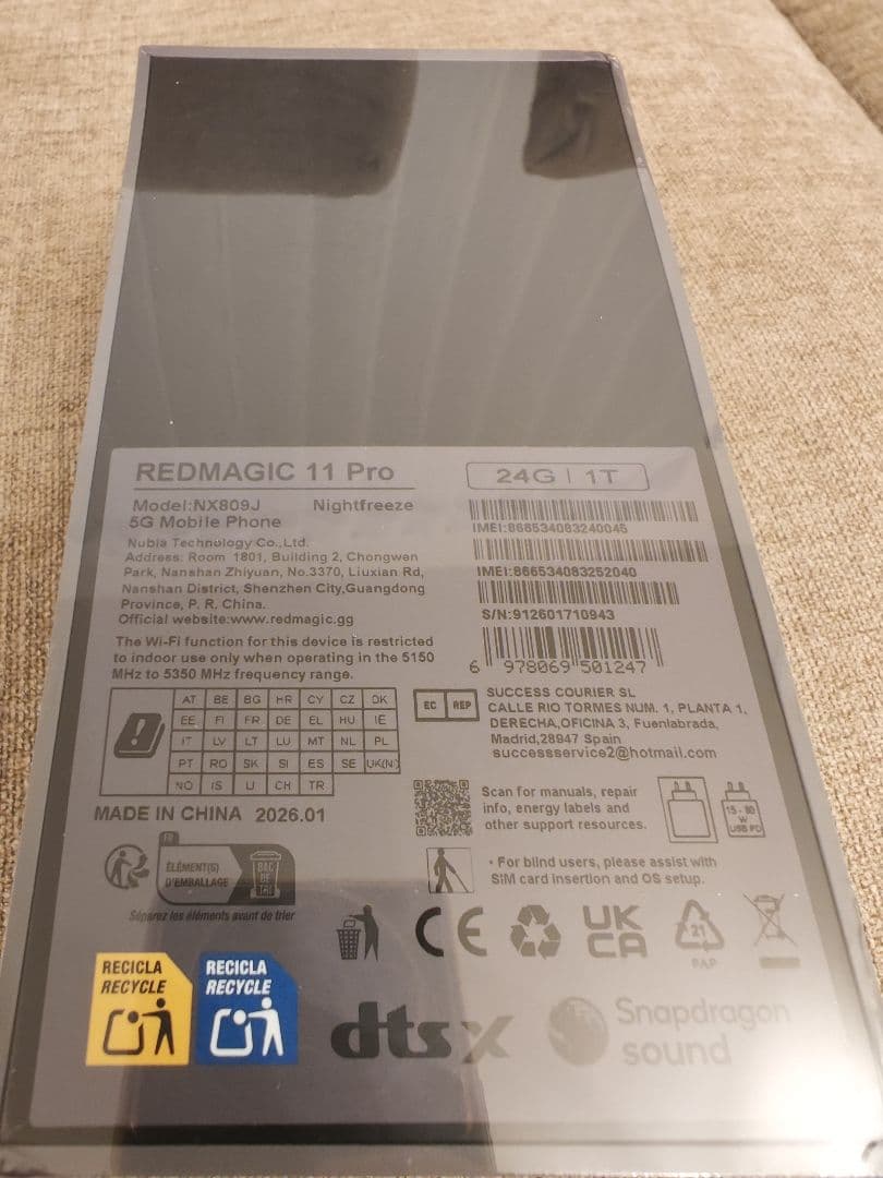 新品未開封Redmagic 11pro グローバル24/1tb黒色
