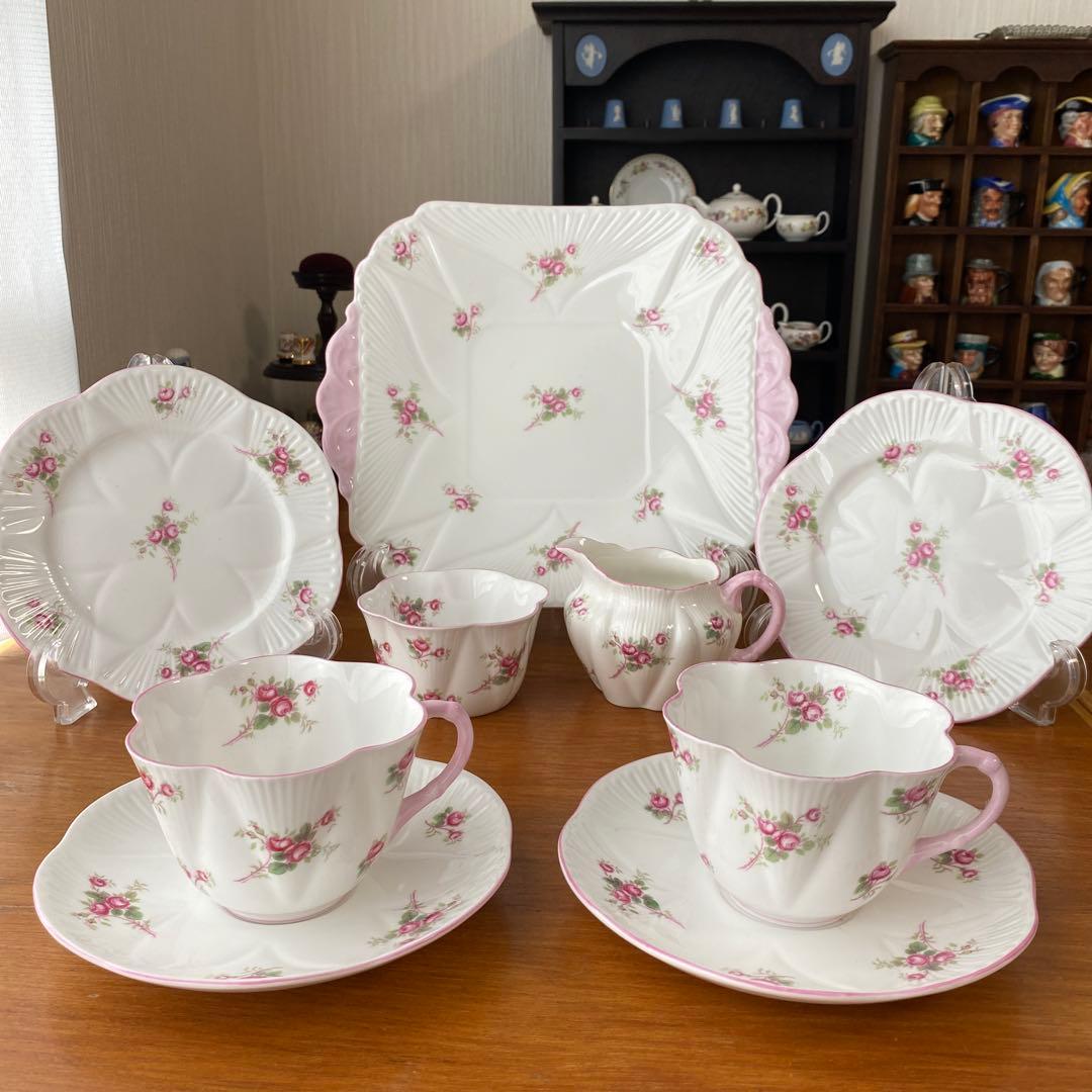 シェリー　ブライダルローズ　ピンクローズの可愛いティーセット　大皿　シュガー